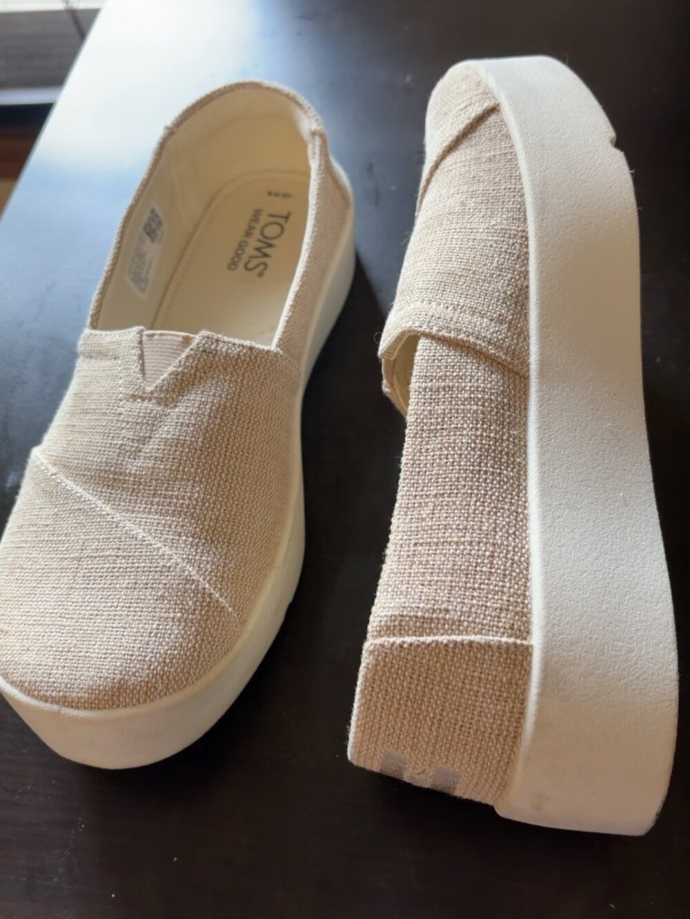 TOMS Verona Platform Slip-On Sneakers – Natural – Women’s Size 8